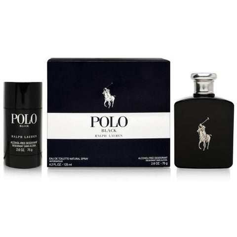 GIFT/SET POLO BLACK 2 PCS.  4.2 FL Perfume By RALPH LAUREN For MEN