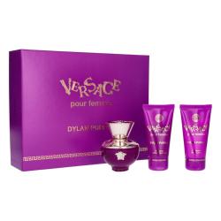 GIFT/SET DYLAN PURPLE BY VERSACE 3 PCS. 1.7 EDP SPRAY + B/L + S/G FOR WOMEN. DESIGNER:VERSAC Perfume By VERSACE For WOMEN